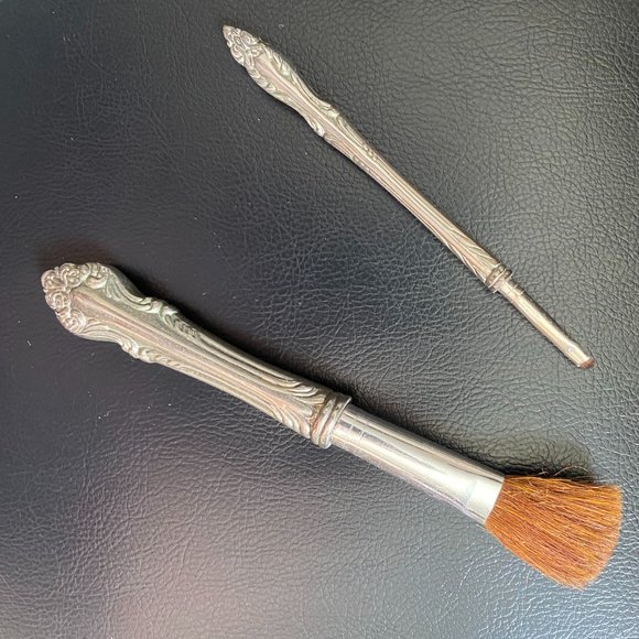 $5 ADD ON - silver vintage makeup brushes - Picture 1 of 1